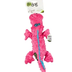 GoDog Pink Gator Chew Guard Squeaky Plush Dog Toy, Large
