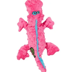 GoDog Pink Gator Chew Guard Squeaky Plush Dog Toy, Large