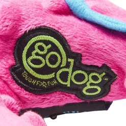 GoDog Pink Gator Chew Guard Squeaky Plush Dog Toy, Large