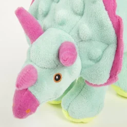 GoDog Teal Dinos Frills Chew Guard Squeaky Plush Dog Toy, Small