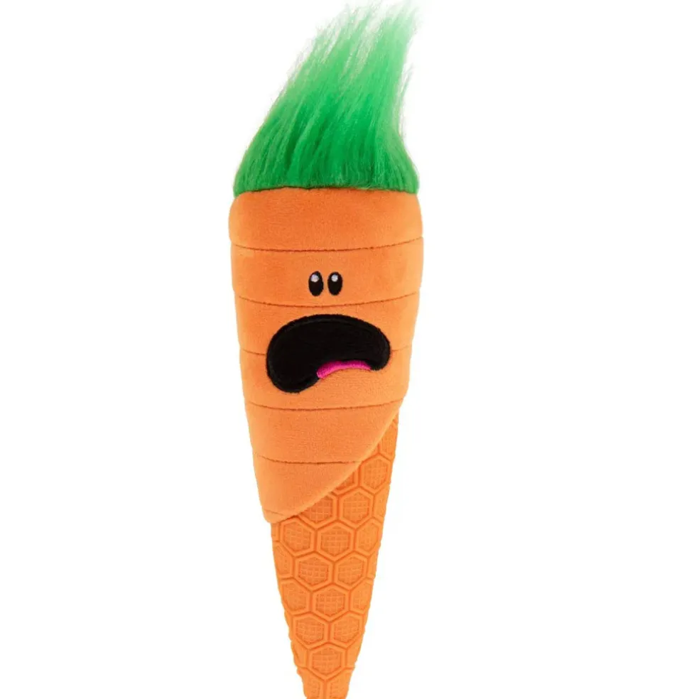 GoDog Tough N Texture Carrot Dog Toy, Orange
