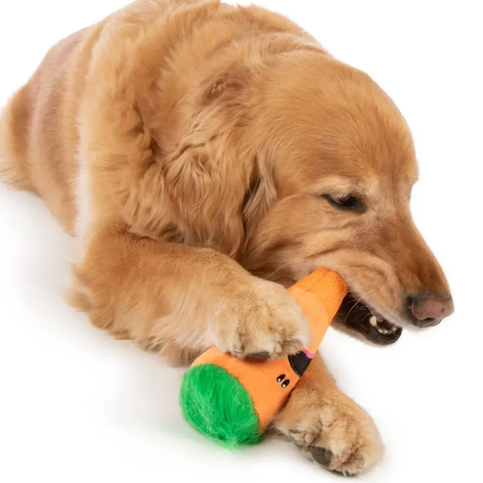 GoDog Tough N Texture Carrot Dog Toy, Orange