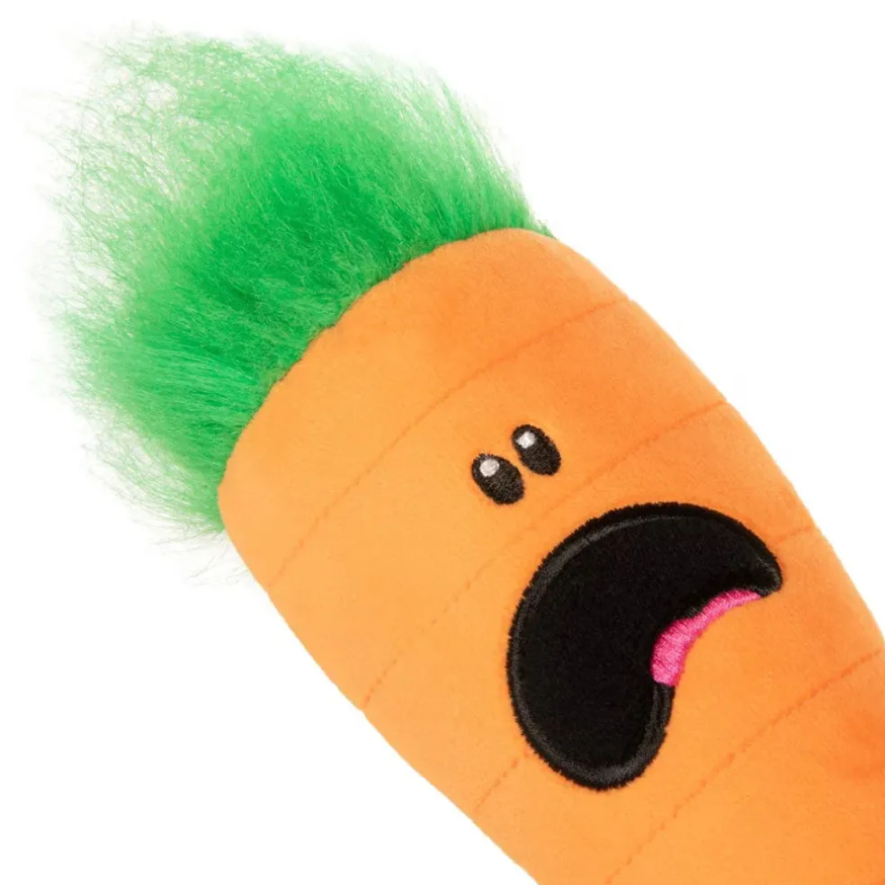 GoDog Tough N Texture Carrot Dog Toy, Orange