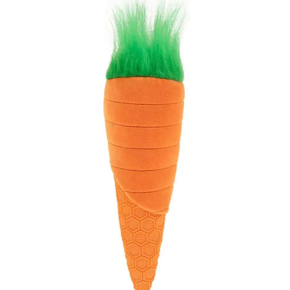 GoDog Tough N Texture Carrot Dog Toy, Orange