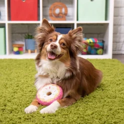 GoDog Tough N Texture Donut Dog Toy, Pink, 5"