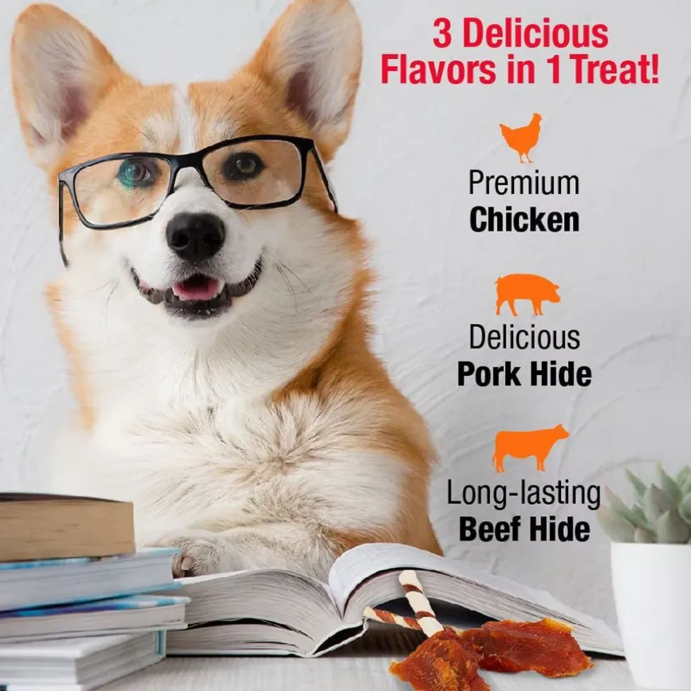 Good 'N' Fun Triple Flavor Wings Dog Treats, Beef, Pork & Chicken (12 oz)