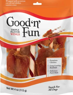 Good 'N' Fun Triple Flavor Wings Dog Treats, Chicken, Pork & Rawhide (4 oz)
