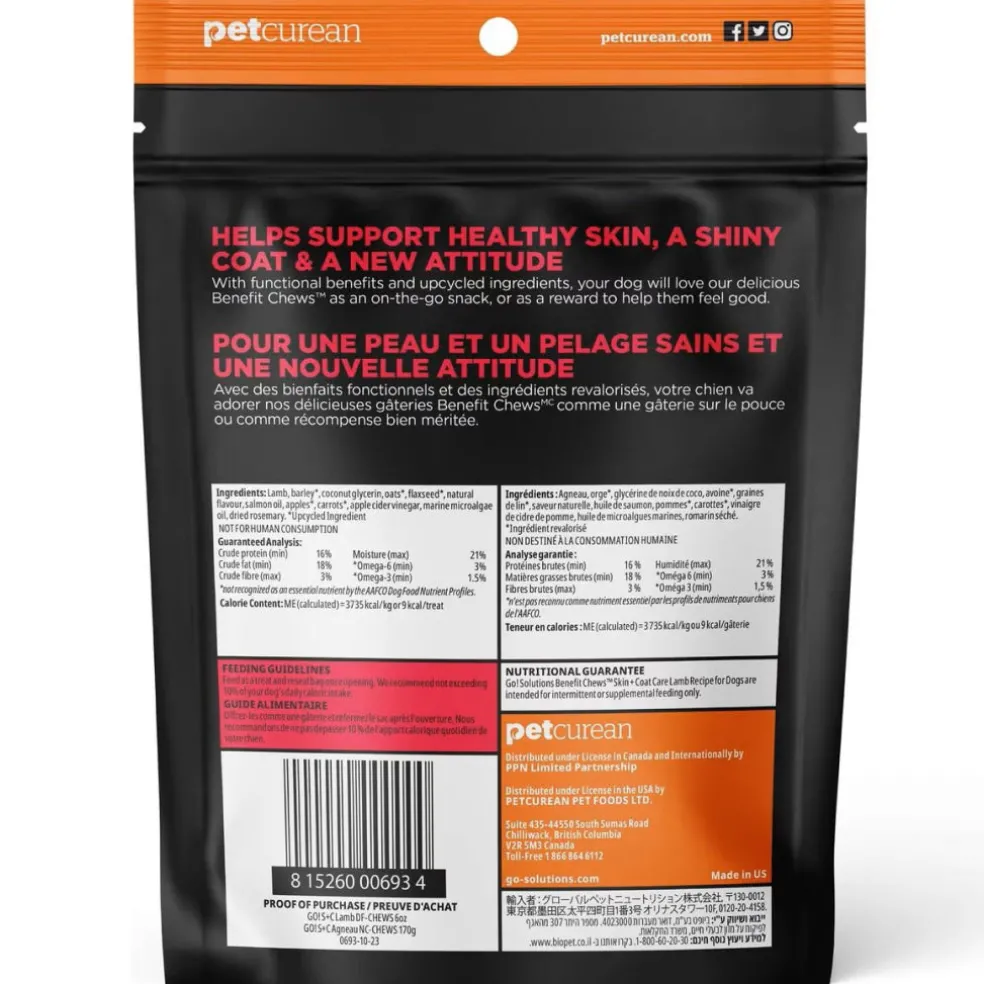 Go! Solutions Benefit Chews Skin + Coat Care Lamb Recipe Soft & Chewy Treats for Dogs (6 oz)