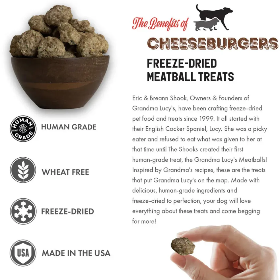 Grandma Lucy Cheeseburgers Freeze-Dried Meatball Treats for Dogs, 3-oz