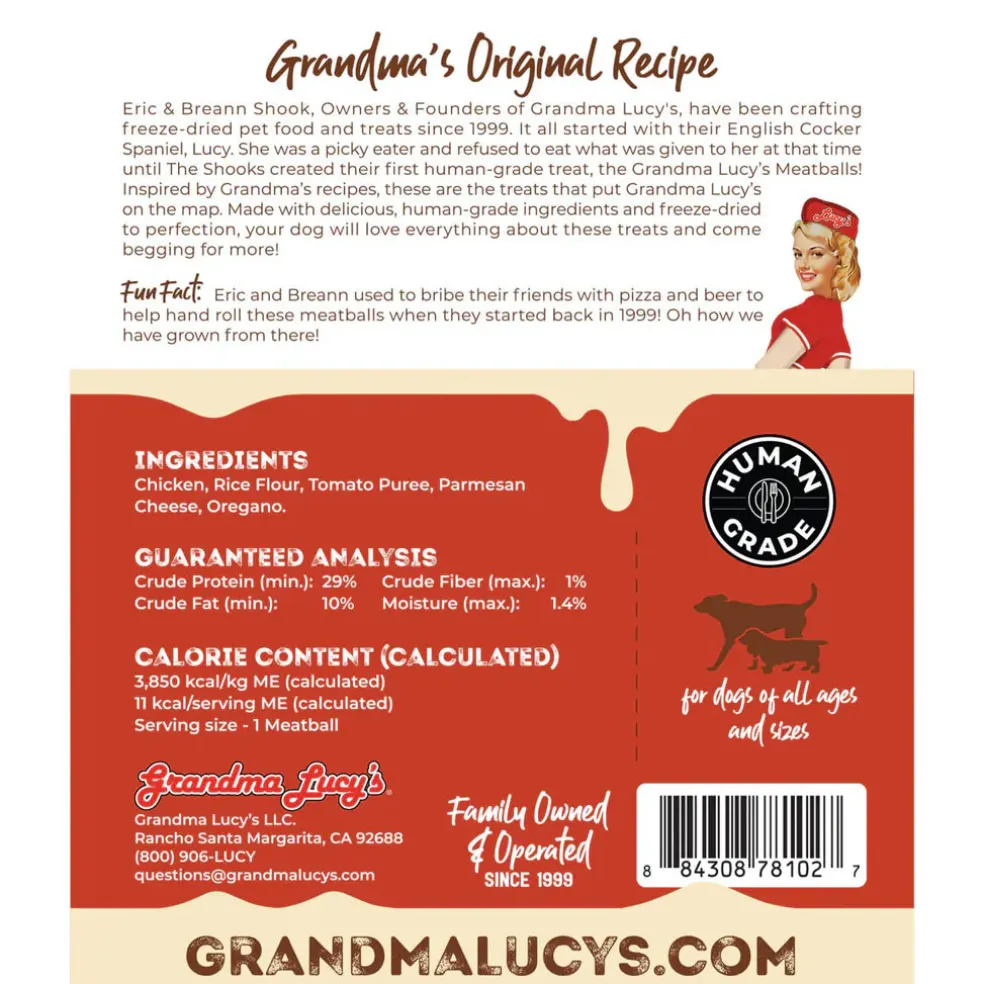 Grandma Lucy Chicken Parmesan Freeze-Dried Meatball Treats for Dogs, 3-oz