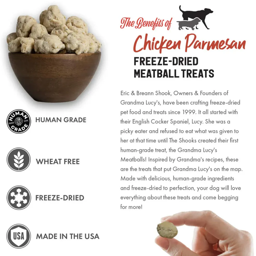Grandma Lucy Chicken Parmesan Freeze-Dried Meatball Treats for Dogs, 3-oz