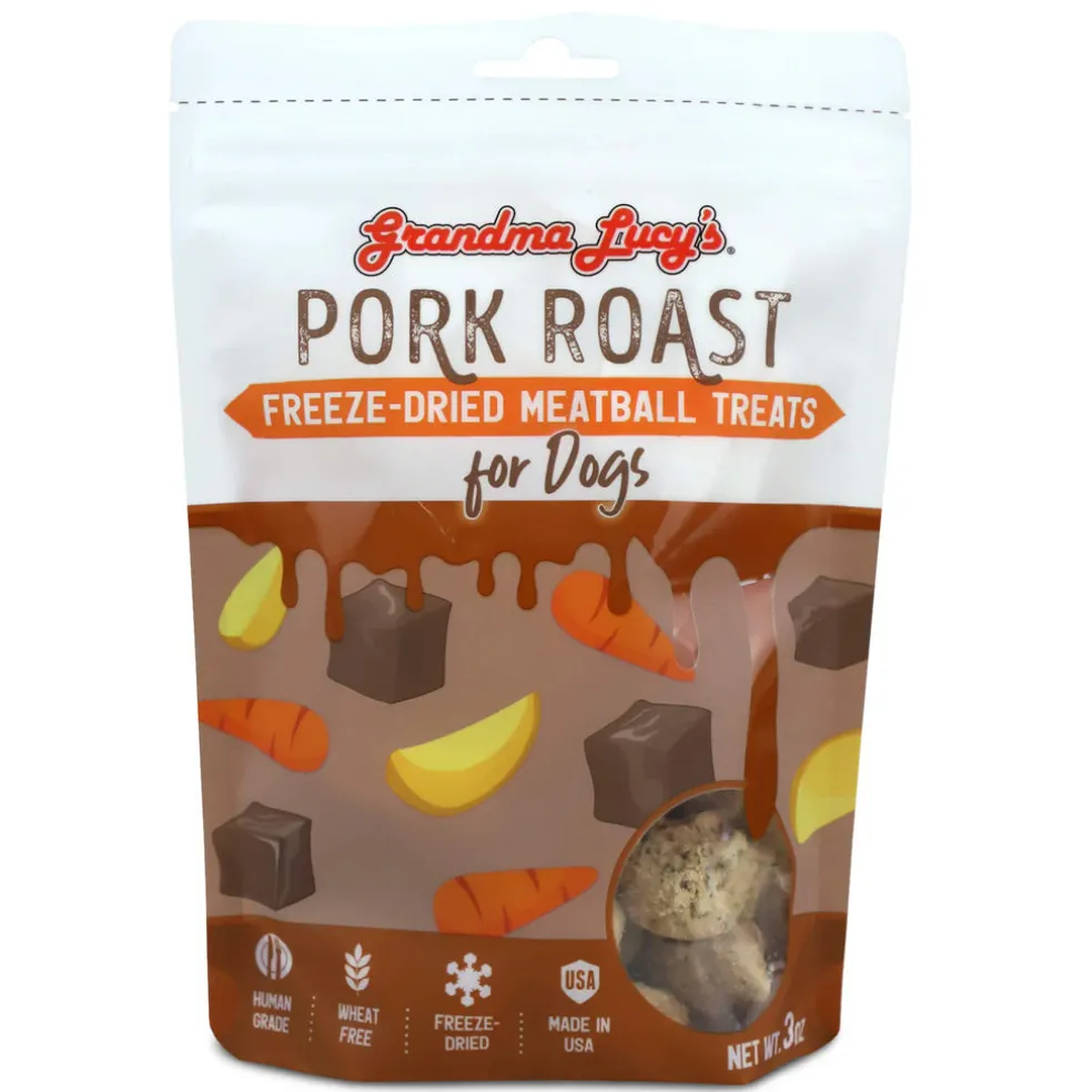 Grandma Lucy Pork Roast Freeze-Dried Meatball Treats for Dogs, 3-oz