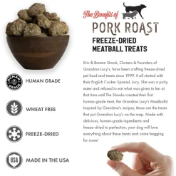 Grandma Lucy Pork Roast Freeze-Dried Meatball Treats for Dogs, 3-oz