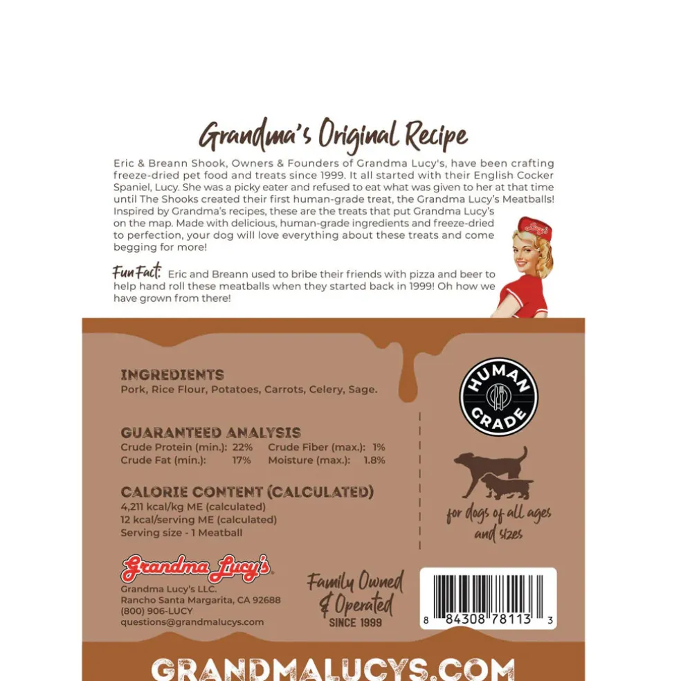 Grandma Lucy Pork Roast Freeze-Dried Meatball Treats for Dogs, 3-oz