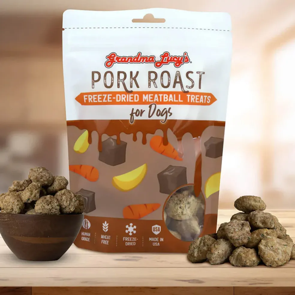 Grandma Lucy Pork Roast Freeze-Dried Meatball Treats for Dogs, 3-oz