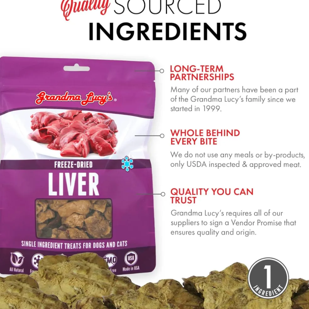 Grandma Lucy's Freeze-Dried Chicken Liver Dog & Cat Treats (2.5 oz)