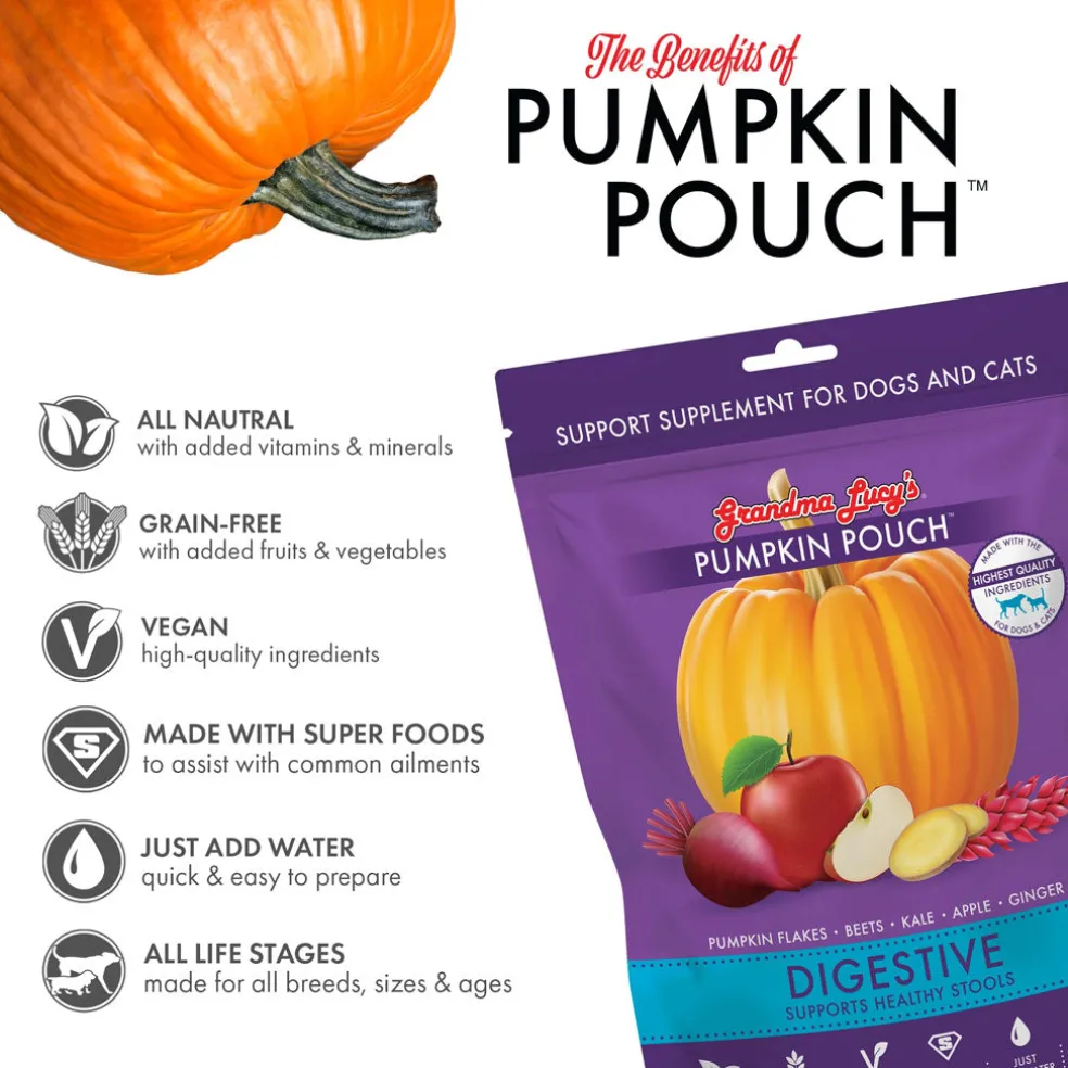 Grandma Lucy's Pumpkin Pouch Digestive Freeze-Dried Dog & Cat Food Topper for Dogs & Cats - 6oz