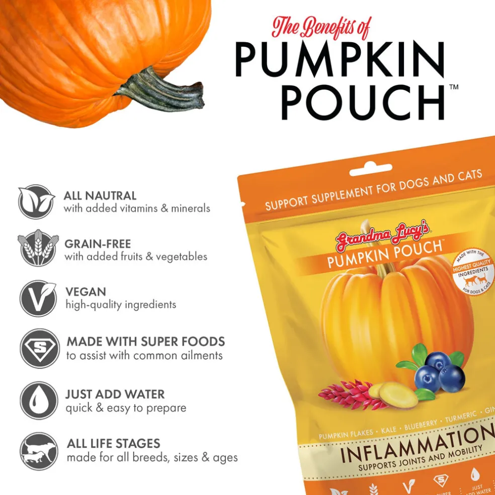 Grandma Lucy's Pumpkin Pouch Inflammation Freeze-Dried Dog & Cat Food Topper for Dogs & Cats - 6oz