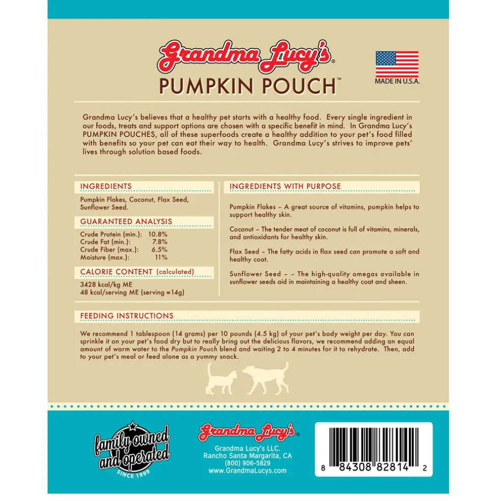 Grandma Lucy's Pumpkin Pouch Skin & Coat Freeze-Dried Dog & Cat Food Topper for Dogs & Cats - 6oz