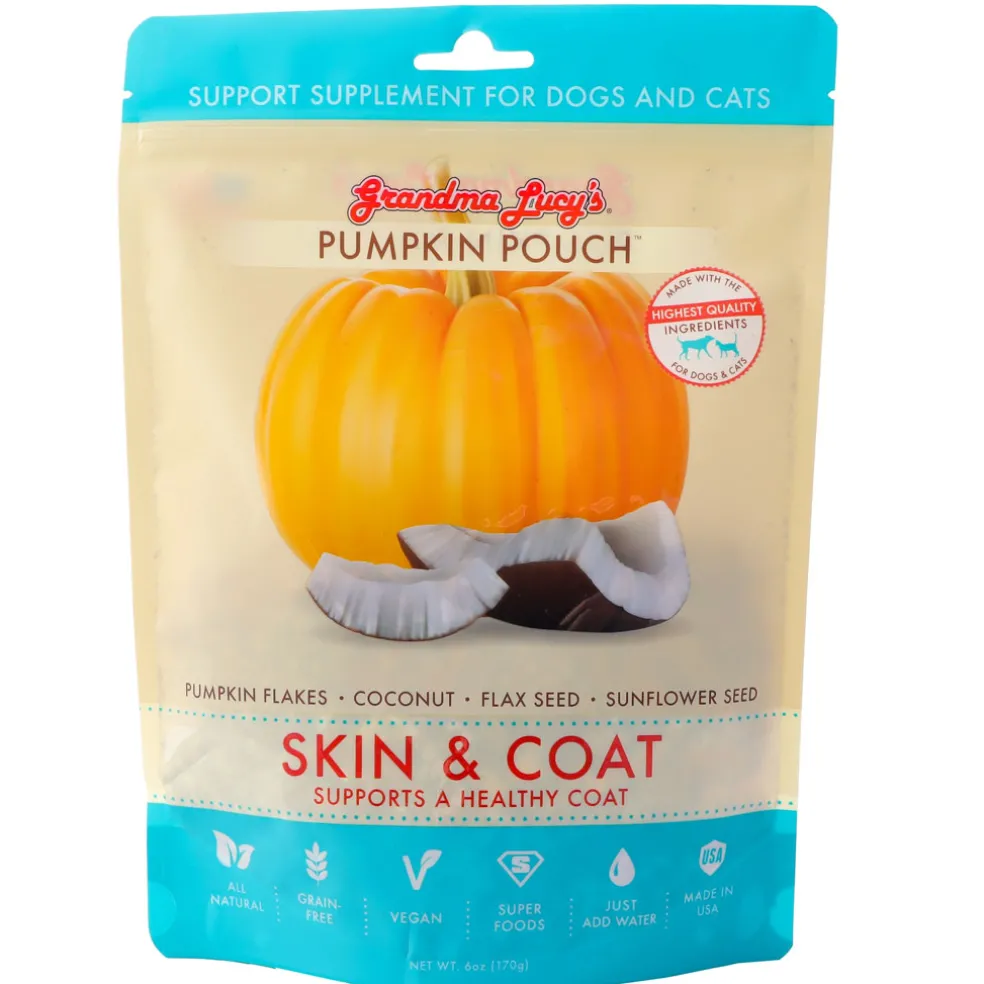 Grandma Lucy's Pumpkin Pouch Skin & Coat Freeze-Dried Dog & Cat Food Topper for Dogs & Cats - 6oz