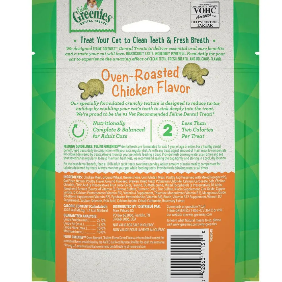 Greenies Feline Oven Roasted Chicken Flavor Dental Cat Treats