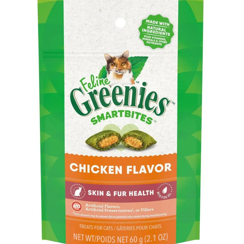 Greenies Feline SmartBites Skin & Fur Chicken Flavor Cat Treats, 2.1-oz