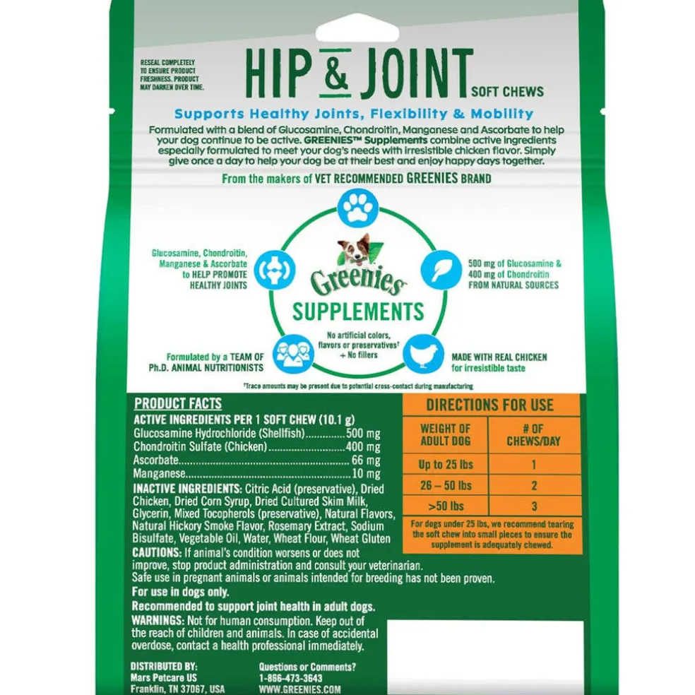 Greenies Hip & Joint Chicken Flavor Supplements for Dogs (30 ct)