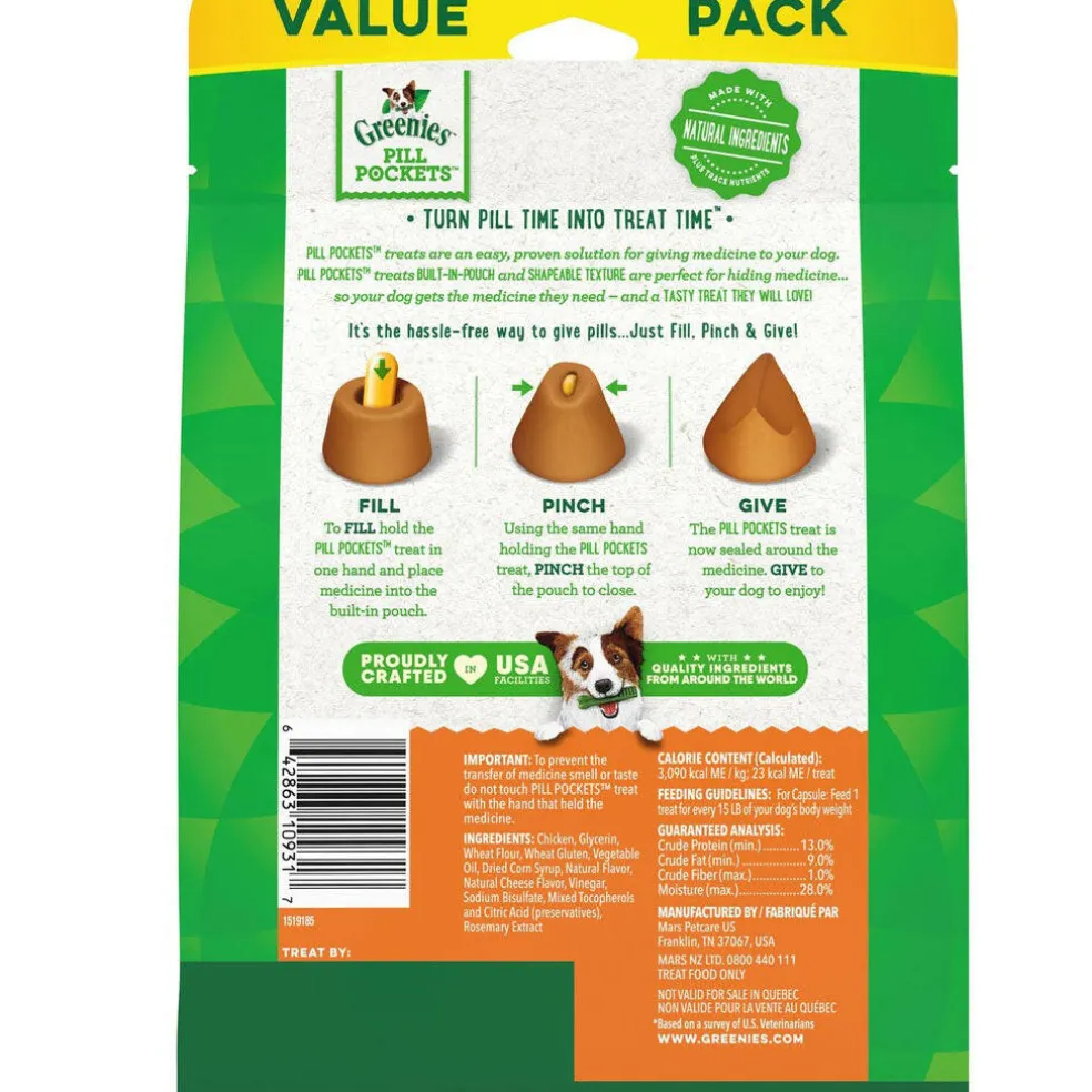 Greenies Pill Pockets Cheese Flavor Treats for Dogs, Capsule Size