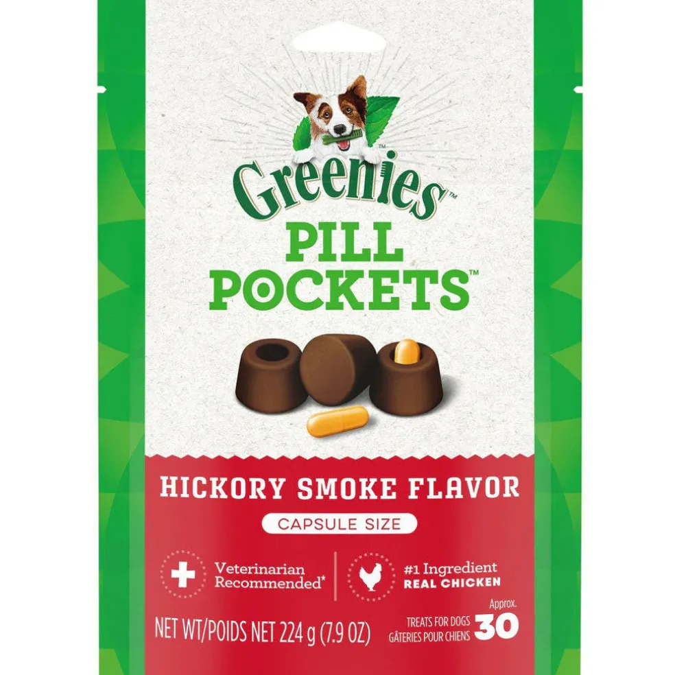 Greenies Pill Pockets Hickory Smoke Flavor Treats for Dogs, Capsule Size