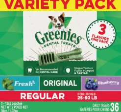 Greenies Regular Chews Flavored with Spearmint and Blueberry Dog Treat