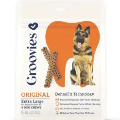 Groovies Original Chicken Flavor Dental Chews for Extra Large Dogs 50-100+ lbs