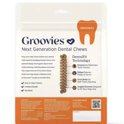 Groovies Original Chicken Flavor Dental Chews for Medium Dogs 15-25 lbs