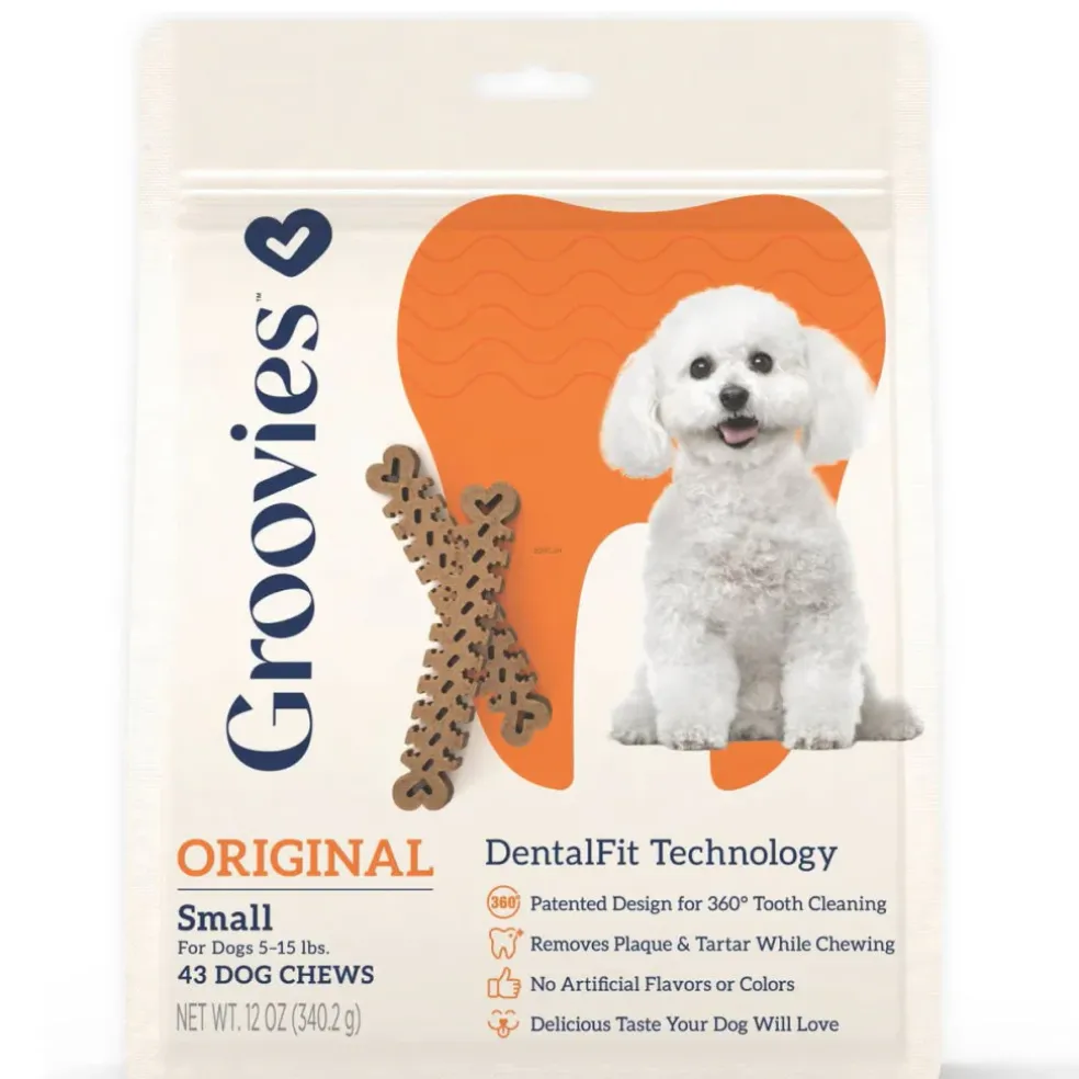Groovies Original Dental Chews for Small Dogs 5-15 lbs