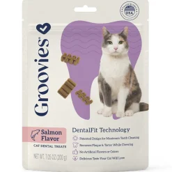 Groovies Salmon Flavor Dental Treats for Cats (7.05 oz)