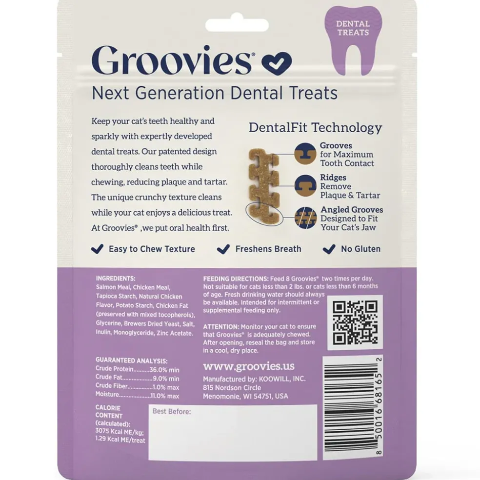Groovies Salmon Flavor Dental Treats for Cats (7.05 oz)