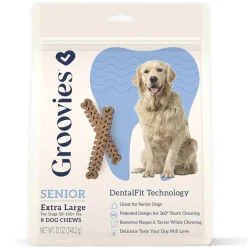 Groovies Senior Dental Chews for Extra Large Dogs 51-100+ lbs