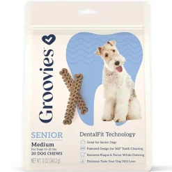 Groovies Senior Dental Chews for Medium Dogs 15-25 lb