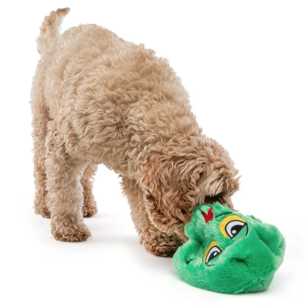 GURU Hide-A-Tail Snake Plush Puzzle Dog Toy, Green
