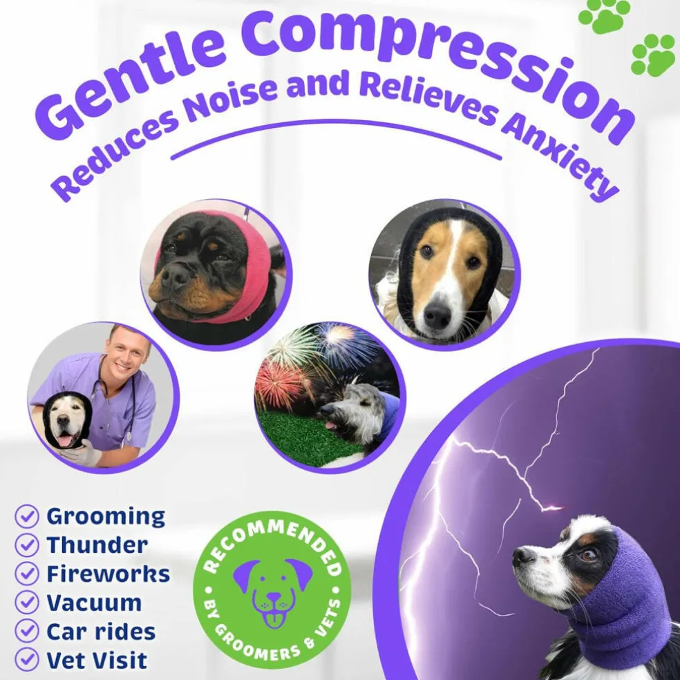 Happy Hoodie Calming Cap For Dogs PURPLE -2 pack ( 1 large 1 small)