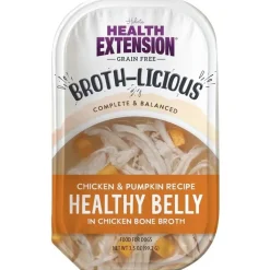 Health Extension Broth-Licious Healthy Belly Grain-Free Chicken & Pumpkin in Chicken Bone Broth Wet Dog Food, 3.5-oz tray, case of 12