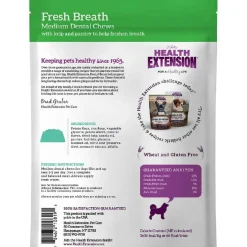 Health Extension Fresh Breath Dental Chews For Dogs (8 Medium Bones)
