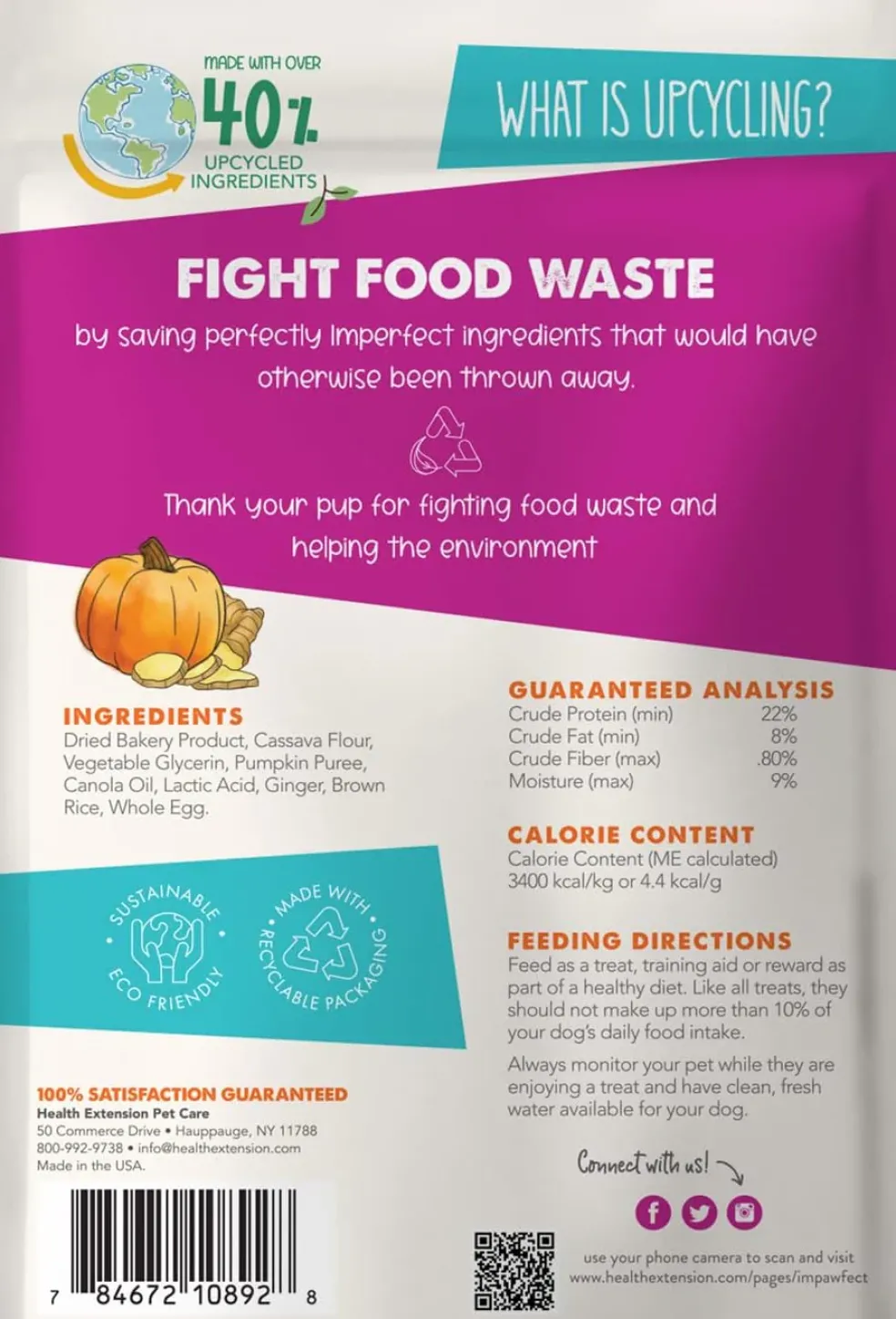 Health Extension Impawfect Pumpkin & Ginger for Digestive Support Treats for Dogs, 4.5-oz