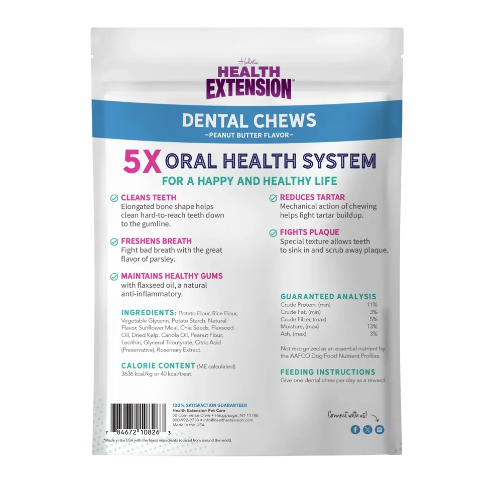Health Extension Peanut Butter Flavor Dental Chews For Dogs