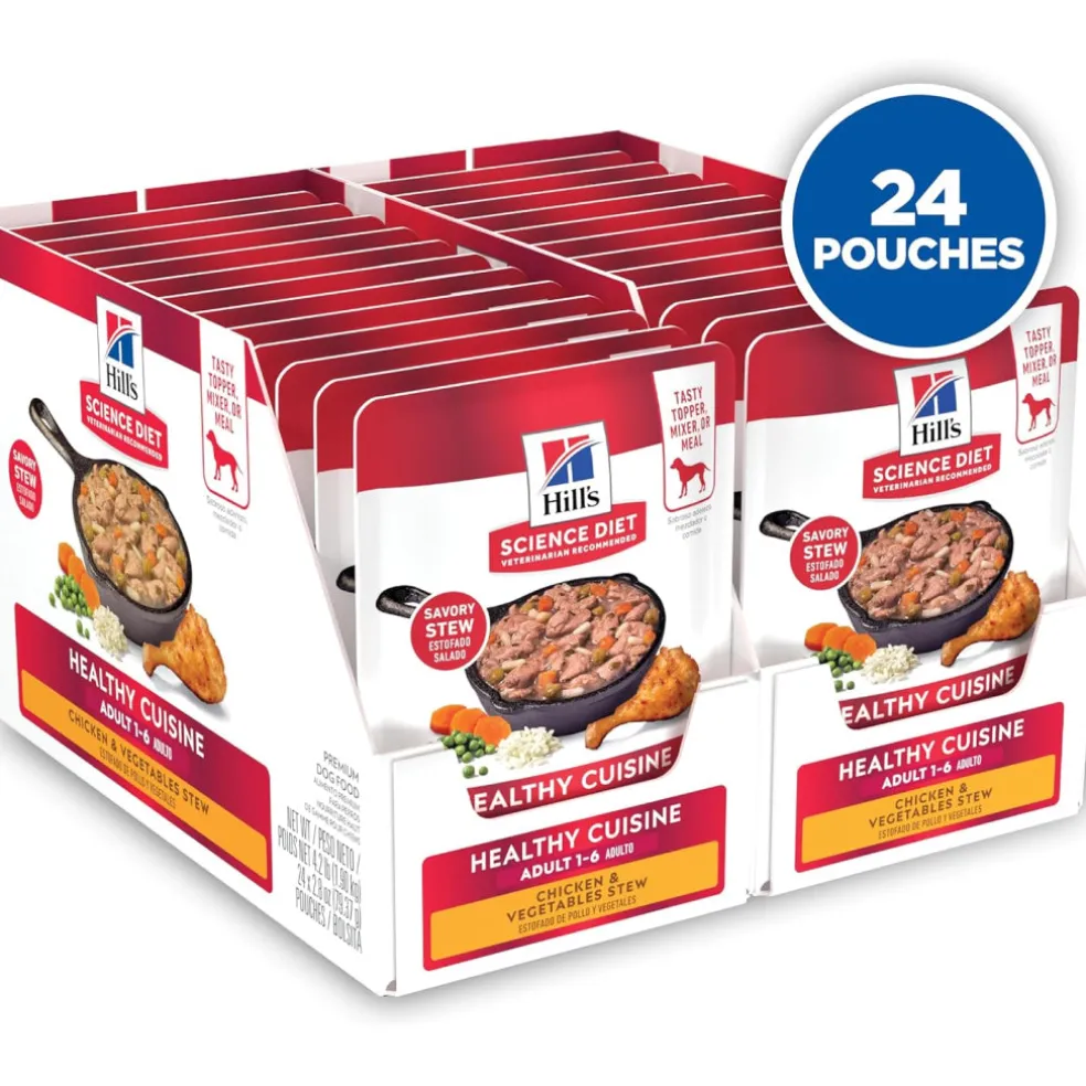 Hill's Science Diet Adult Healthy Cuisine Chicken & Vegetables Stew Wet Dog Food (2.8 oz x 24 pouches)