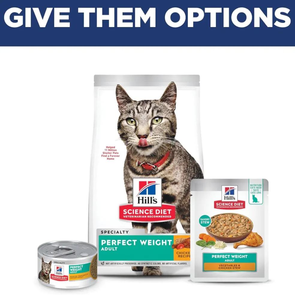 Hill's Science Diet Adult Perfect Weight Vegetables & Chicken Stew Recipe Wet Food For Cats (2.8 oz x 24 pouches)