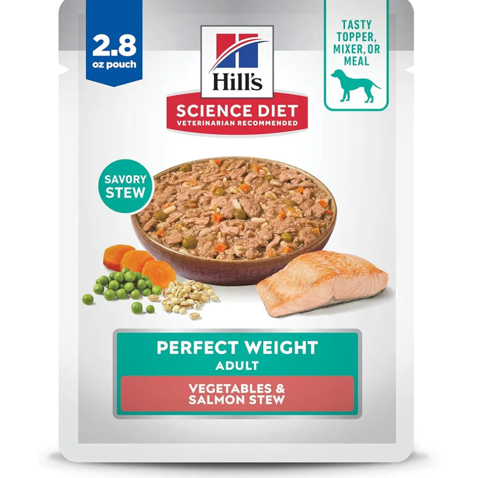 Hill's Science Diet Adult Perfect Weight Vegetables & Salmon Stew Wet Dog Food (2.8 oz x 24 pouches)