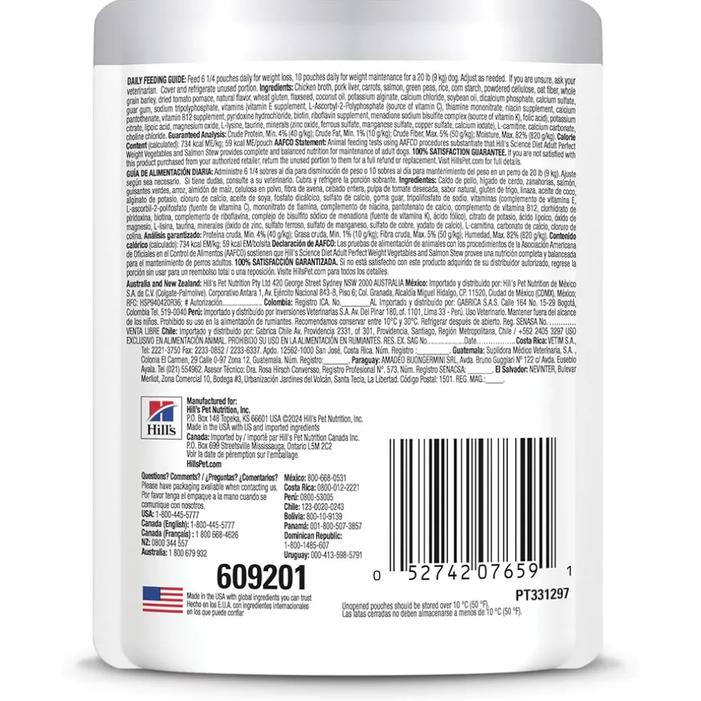 Hill's Science Diet Adult Perfect Weight Vegetables & Salmon Stew Wet Dog Food (2.8 oz x 24 pouches)