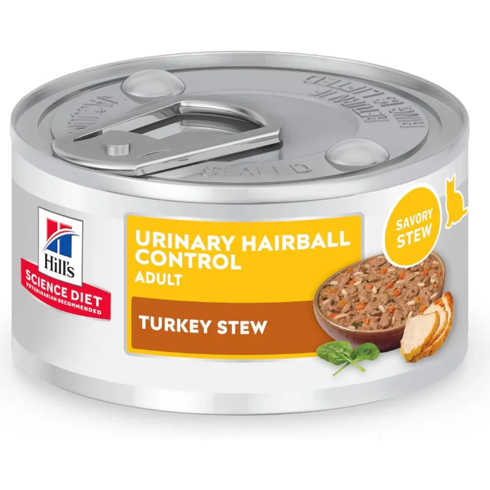 Hill's Science Diet Adult Urinary & Hairball Control Turkey Stew Recipe Wet Cat Food (2.9oz x 24 cans)