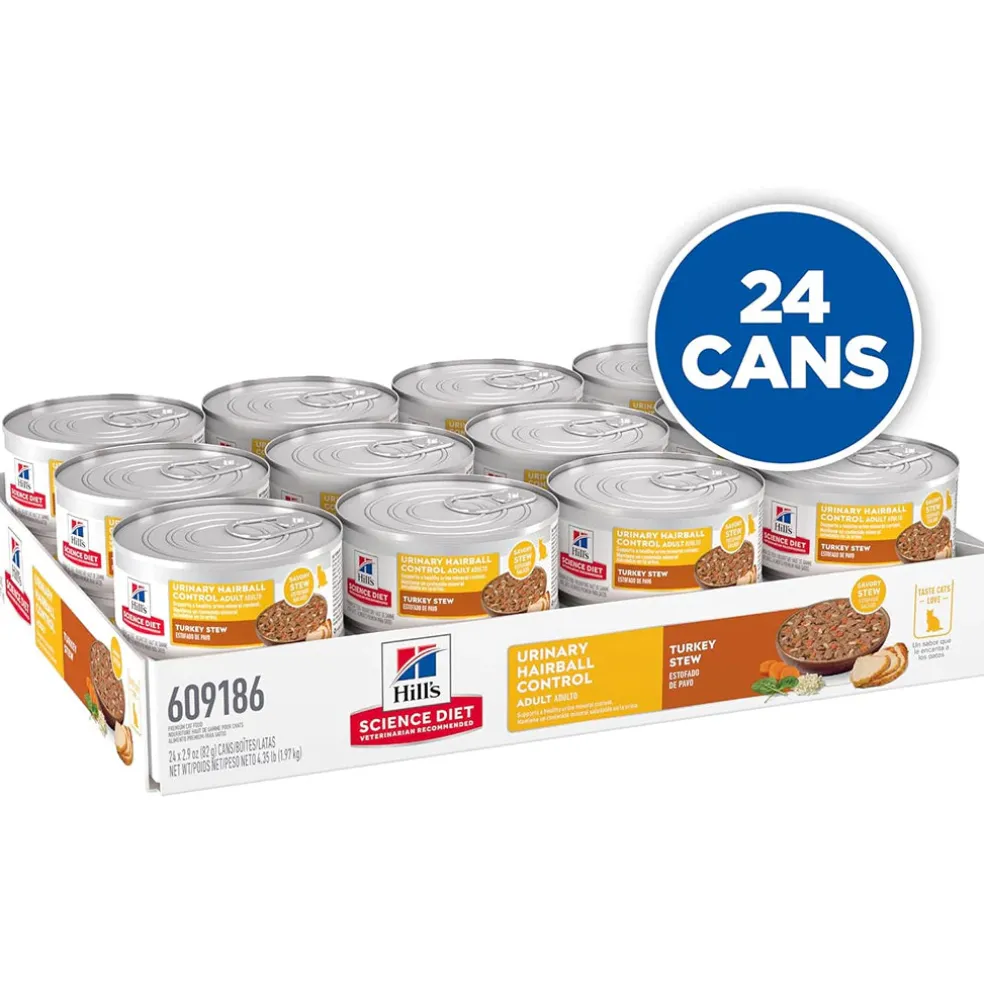 Hill's Science Diet Adult Urinary & Hairball Control Turkey Stew Recipe Wet Cat Food (2.9oz x 24 cans)