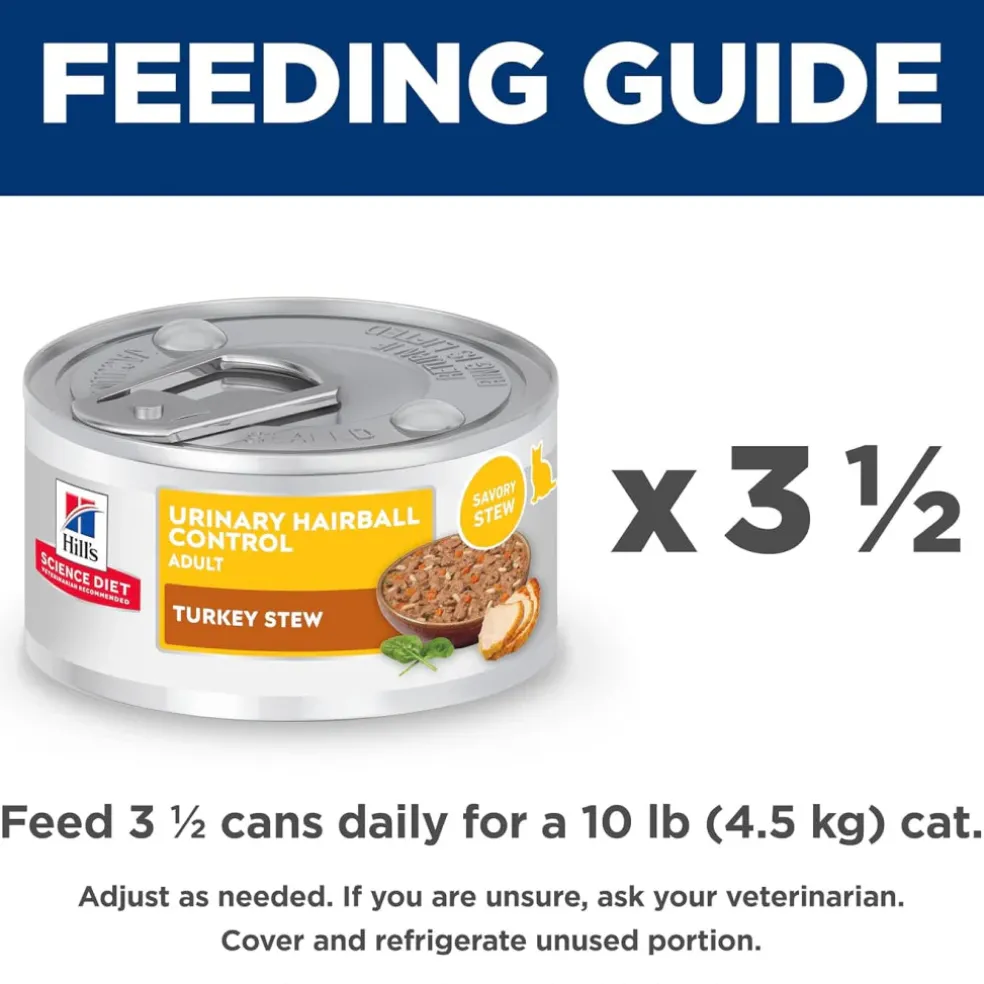 Hill's Science Diet Adult Urinary & Hairball Control Turkey Stew Recipe Wet Cat Food (2.9oz x 24 cans)